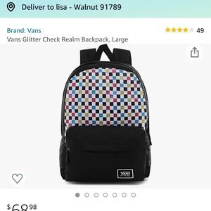 Nwt vans glitter backpack checkered